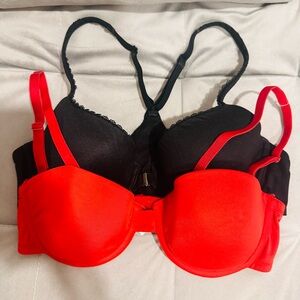 Victoria's Secret Red and Black Bra Duo for Christmas